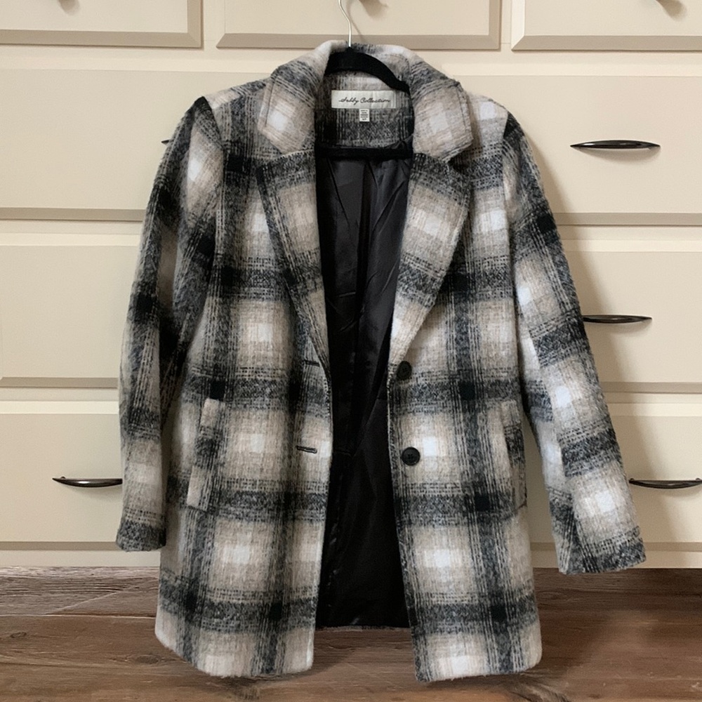 Sebby collection plaid coat